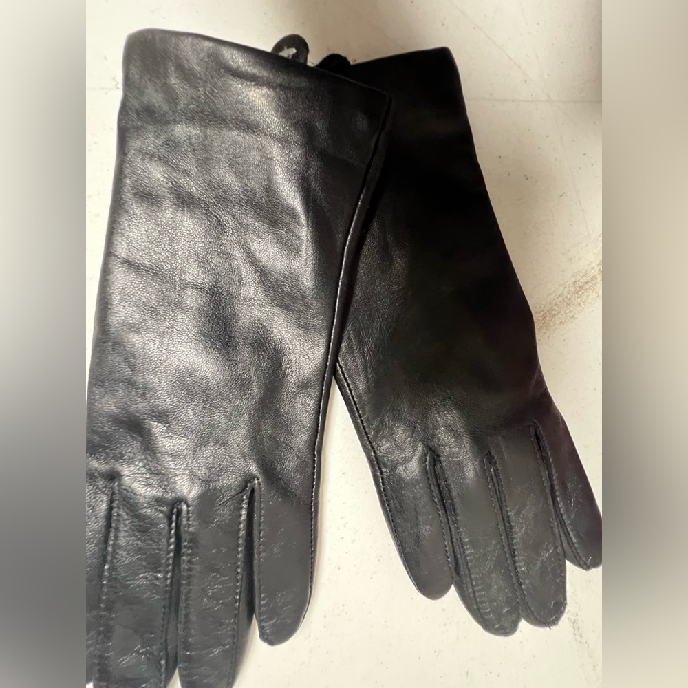 Lands' End Black Leather Gloves